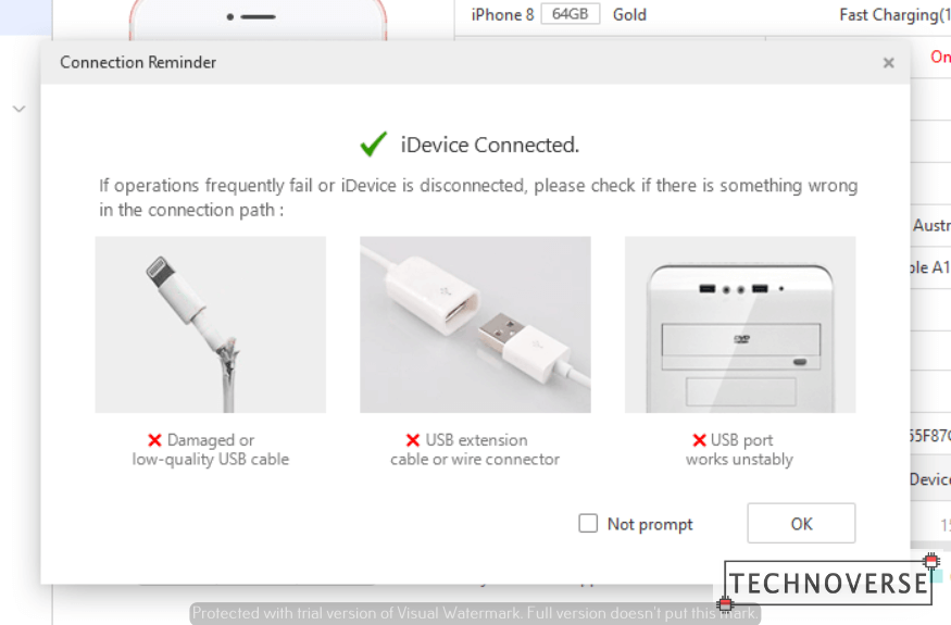 please connect the idevice 3utools