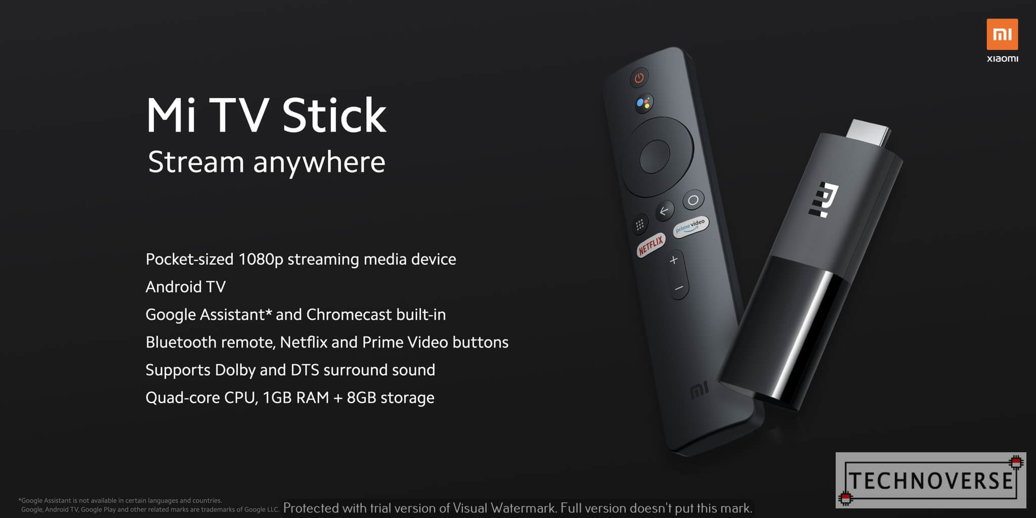 Xiaomi Mi TV Stick 1 GB For Android Smart Streaming TV Media